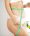 Slim young girl taking measurements of her body